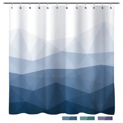 Geometric Blue Shower Curtain Liner Popular Waterproof Fabric Shower Curtain Bathroom Decor Contemporary Bath Curtain With Hooks