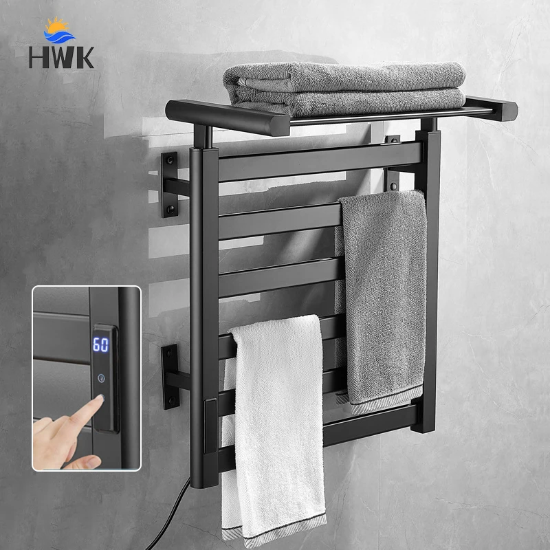 Double Heating Bathroom Towel Warmer.Temperature Control Timing Electric Towel Rack.Smart Digital Display Electric Towel Rail.