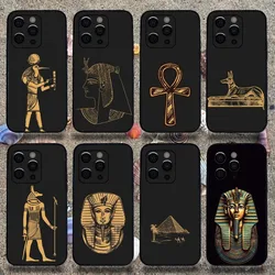 Egypt Pharaoh Mural Phone Case For Apple iPhone 15,14,13,12,11,Pro,X,XS,Max,XR,Plus,Mini Soft Black Cover