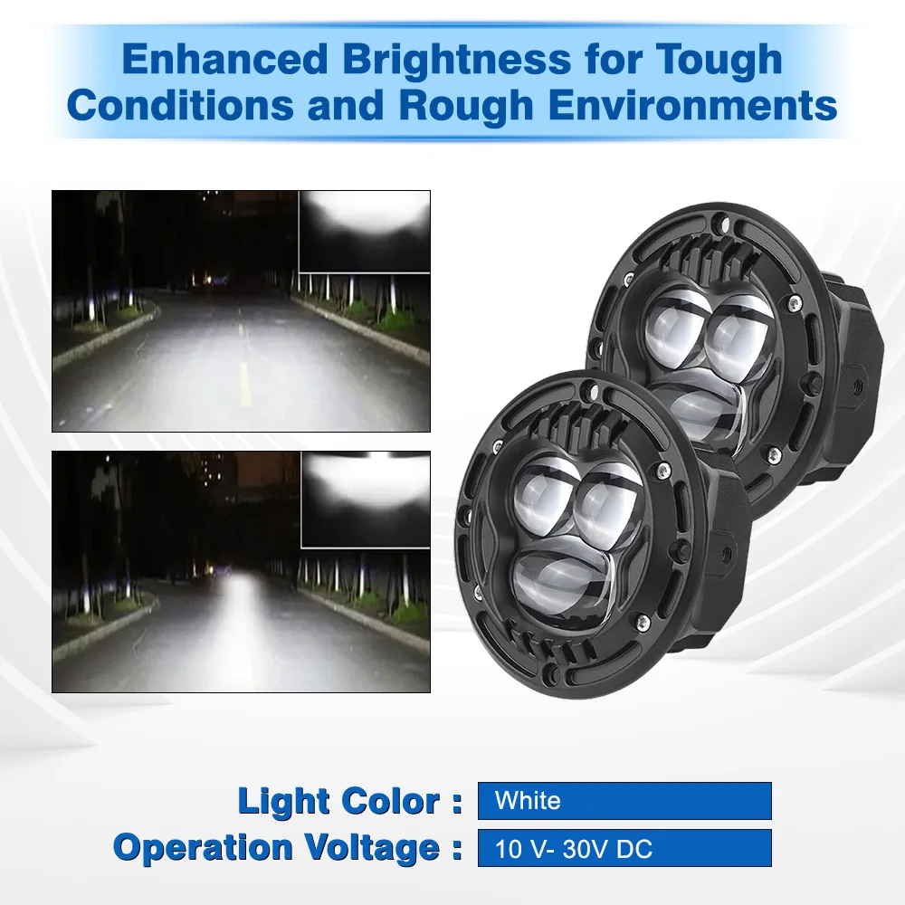

4 inch Round Flush Mount LED Pods Light Black Comepible for Trucks and 4x4s Off Road led flush mount pod light 10-30V