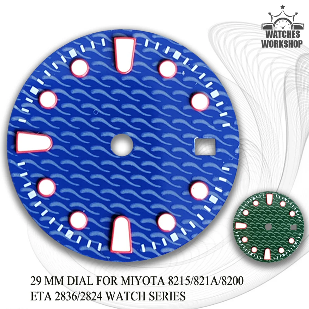 29mm Wave Texture DIY Watch Dial Date Window Index Fit MIYOTA8215 821A ETA2824 2836 Mechanical Watch Mod Accessories