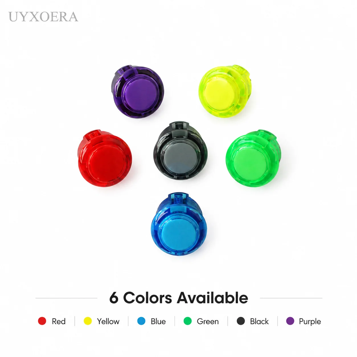 10PCS Original SANWA 24mm Arcade Push Buttons 6 Colors Transparent Round Game Switch for DIY Arcade Cabinet Fighting Game Machin