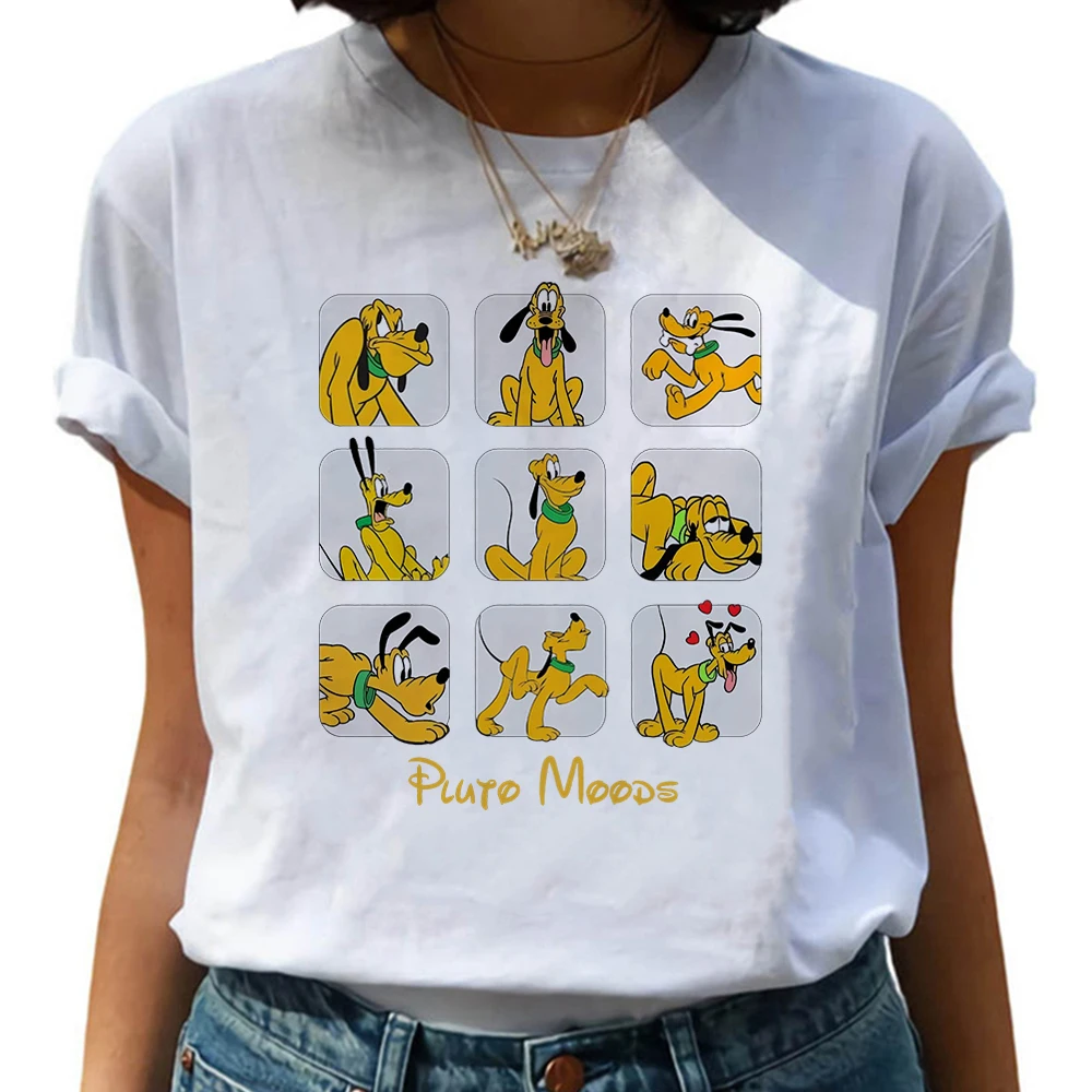 Cute Disney Cartoon 90S Tops Mickey Mouse Family Fashion Woman Blouses 2023 Summer Tee Harajuku Shirts White Top