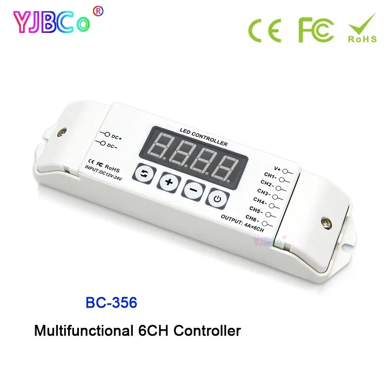 BC-356 full color LED Strip Lights controller DC12V 24V 4A*6CH PWM digital tube displays lamp tape module dimmer