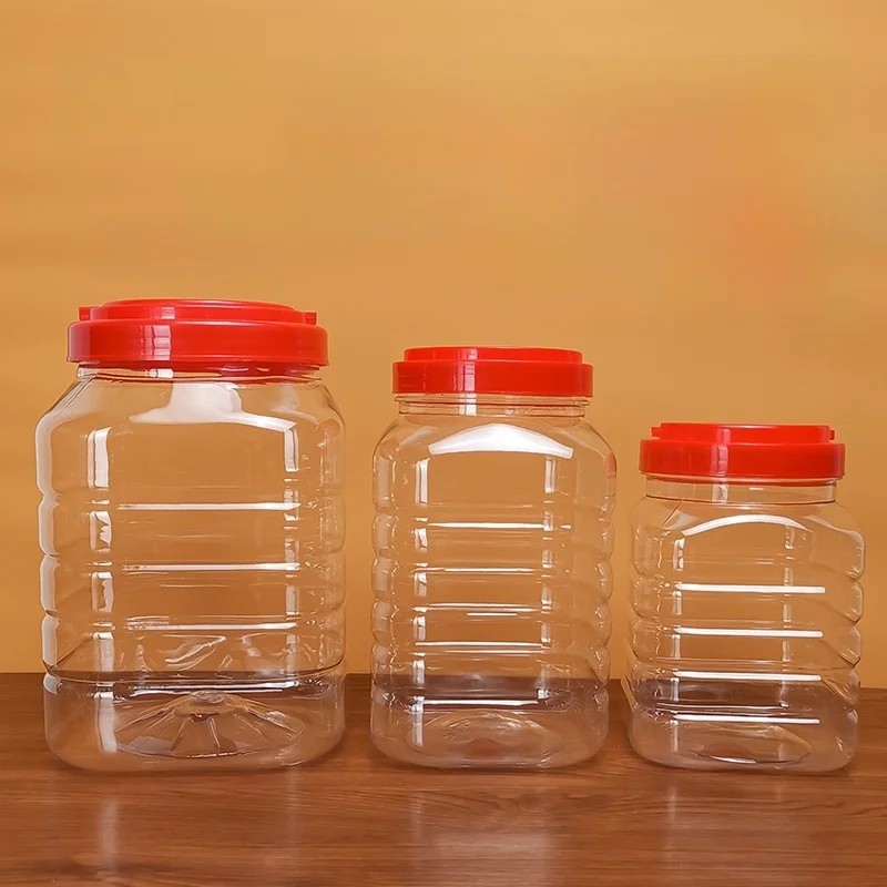 

Утолщенная пластиковая банка для хранения на кухне, прозрачный контейнер для орехов, печенья, меда, герметичный, традиционный, для домашнего использования