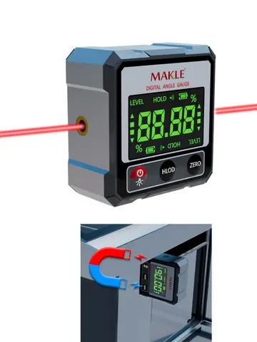 2-side Laser Digital Protractor Inclinometer Laser Level Ruler   Inclinometer Magnetic Base Goniometer Magnet Angle Finder