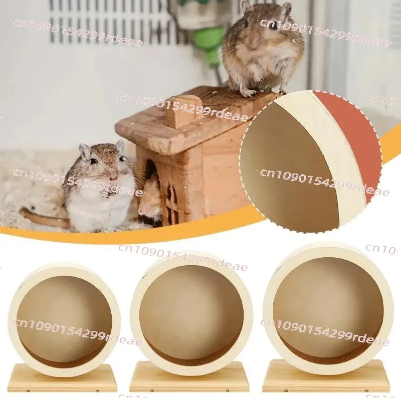 Hamster Running Wheel Golden Bear Mute Wooden Belt Bracket With Cork Pad Roller Sports Golden Bear Landscaping Pet Supplies