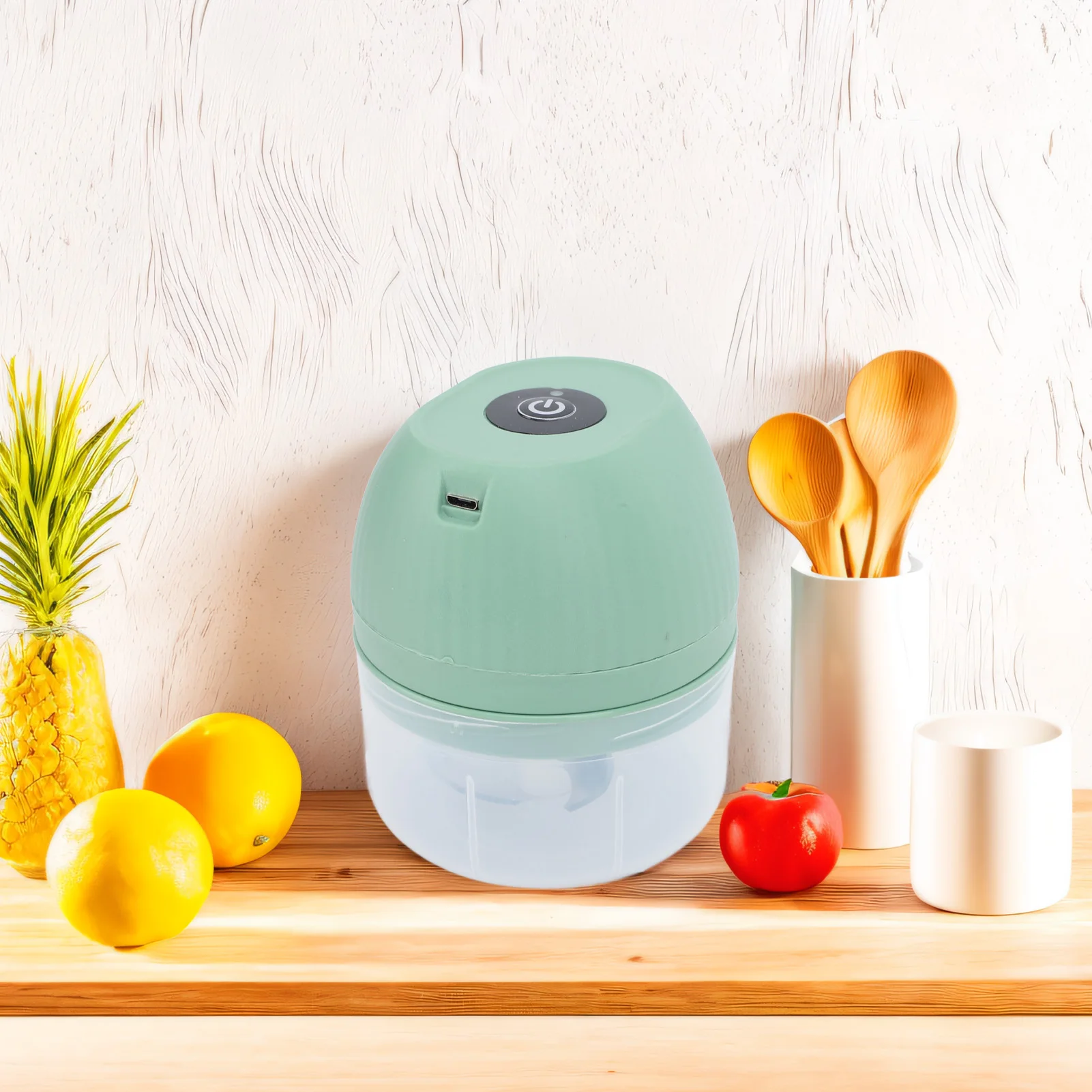 Mini picadora de ajo eléctrica, picadora de cebolla y verduras multifuncional inalámbrica de 250ml, procesador de alimentos portátil, color verde claro