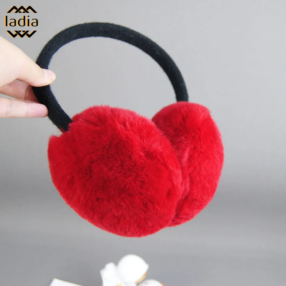 Winter Natural 100% Real Rex Rabbit Fur Earmuff Women\'s Outdoor Warm Hair Accessories ItemEarmuffs Ear Cover Ear Warmer Muffs