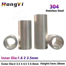 ID 1.6 2 2.5mm 304 Stainless Steel Bushing Washer Gasket Unthreaded Round Hollow Standoff Spacer Sleeve OD 3mm-8mm