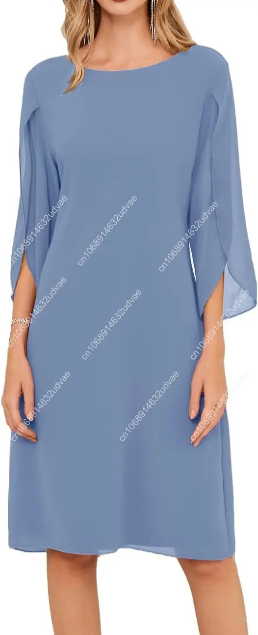 Womens Chiffon Dresses Flutter Sleeve Party Wedding Cocktail Dress Size 8-20