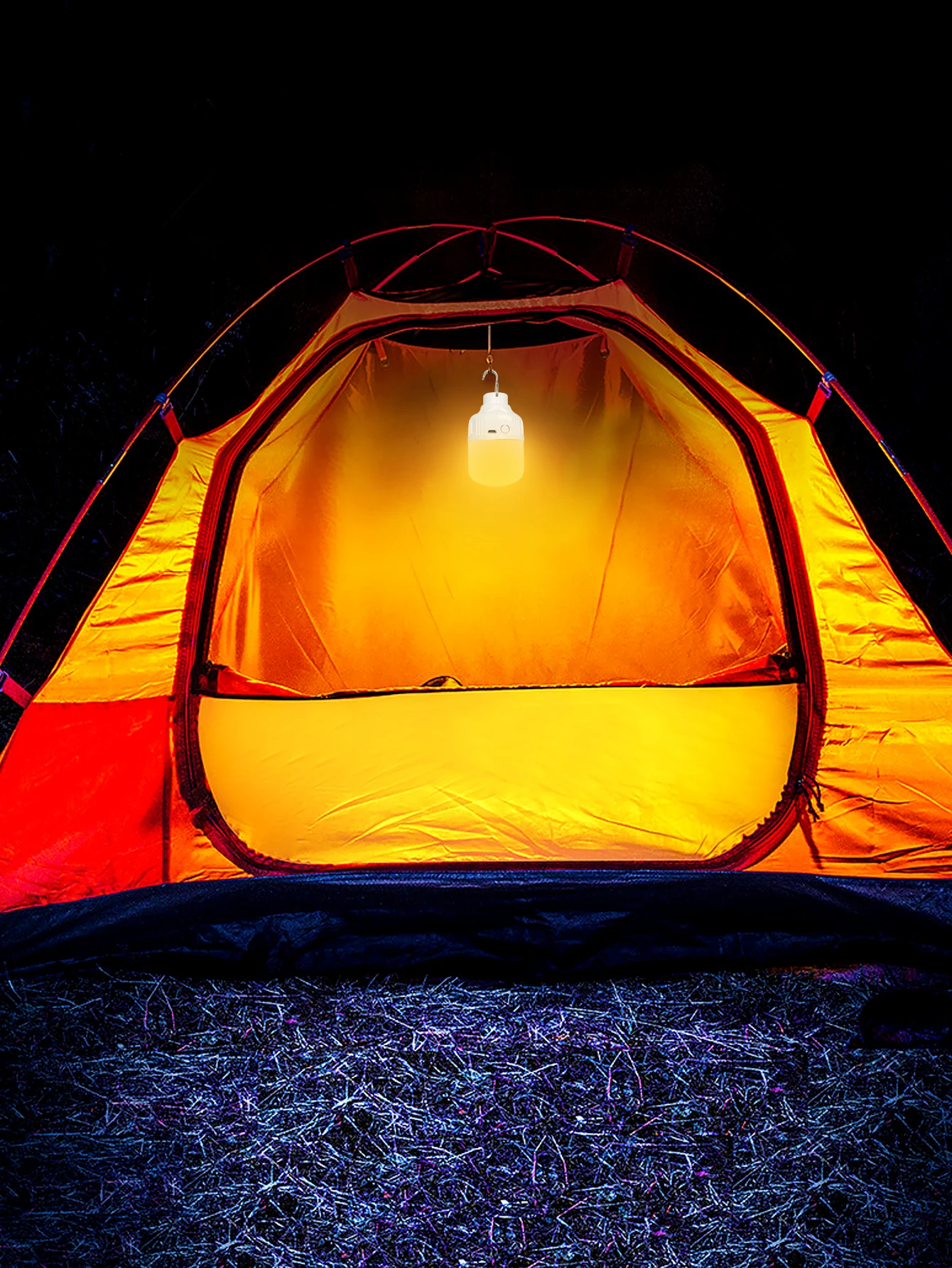 ไฟ LED พกพาแบบชาร์จ USB สำหรับใช้งานกลางแจ้ง ไฟฉุกเฉิน ปรับได้ 3 ระดับ พร้อมตะขอแขวน ใช้สำหรับตั้งแคมป์ หรือใช้ในบ้านเป็นไฟกลางคืน