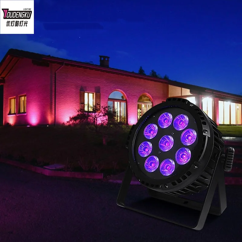 

8 pieces 9x15w rgbwa 5in1 outdoor wifi control battery slim flat led par light