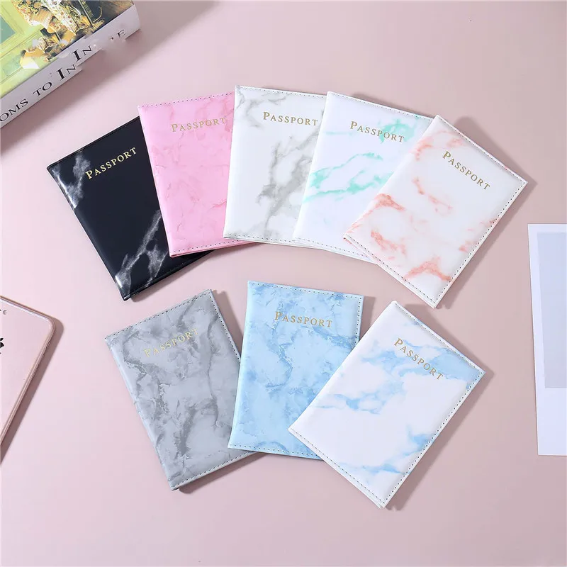 

Fashion Women Men Passport Cover Pu Leather Marble Style Travel ID Credit Card Passport Holder Packet Wallet Purse Bags Pouch