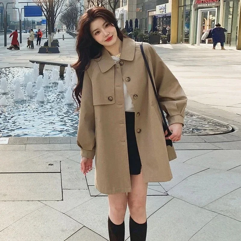 Women's Dark Green Trench Coat 2024 New Leisure Ladies Fashion