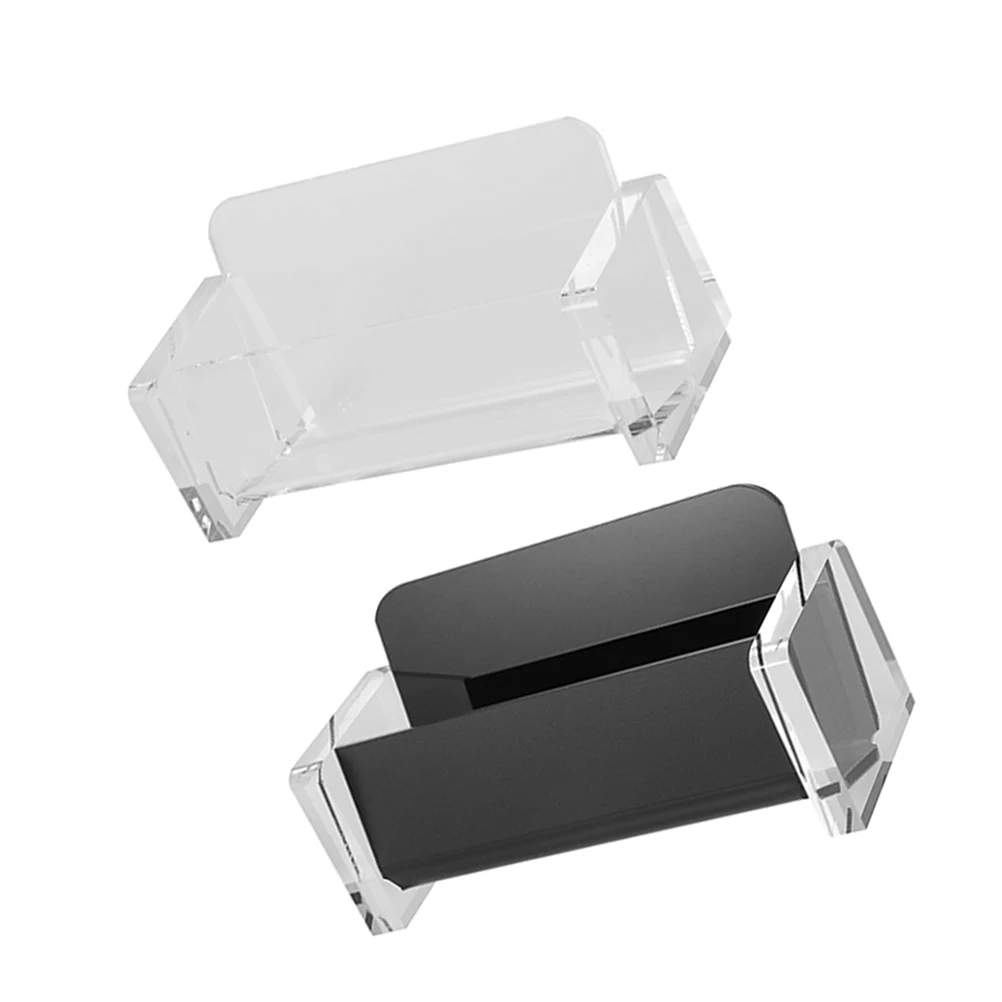 

2pcs Business Card Holder Acrylic Desk Organizer Compact Design Construction Cards Storage Display Stand
