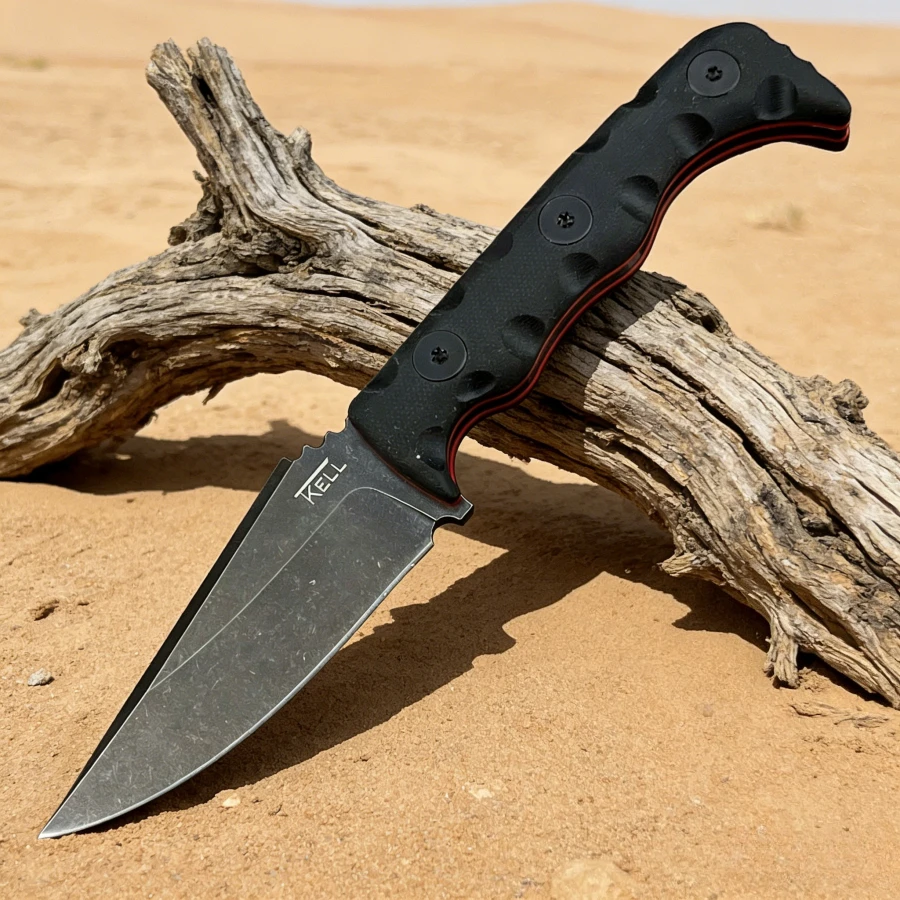 

T.KELL 003 Black Straight Knife 7Cr13Mov Blade G10 Handle Suitable for Hiking Equipment and Camping Essentials Men's Gifts