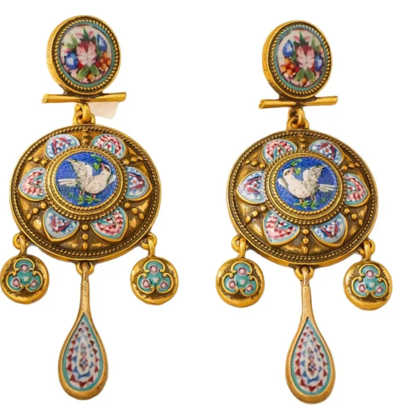 Retro Court waterrdrop Shape Dangle Earrings in the Middle Ages Ethnic Style Vintage Earrings Travel Vacation Earrings Copper