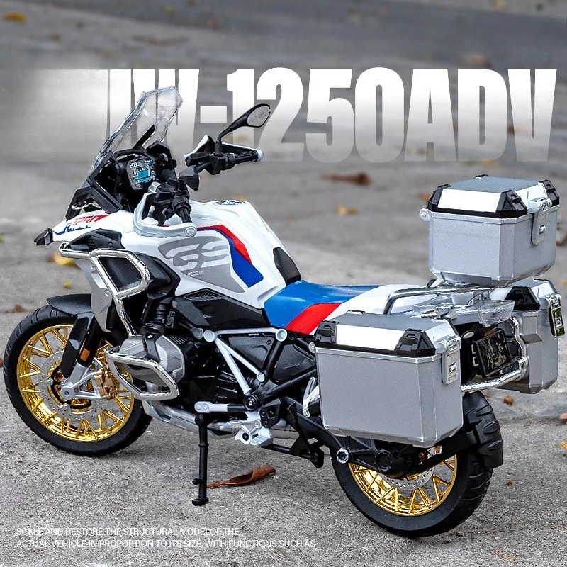 

1:9 R1250 GS ADV, гоночный мотоцикл из сплава, литье под давлением, металлическая уличная спортивная модель мотоцикла со светом, детские игрушки, подарки