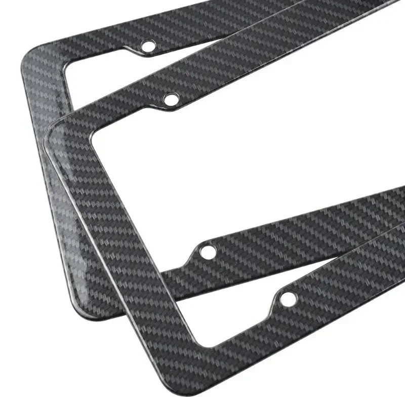 2 PC Carbon Fiber License Plate Frame-Black Plastic Front & Rear Car Tag Holder Cover For Men/ Women,With Mount Hardware,Screws