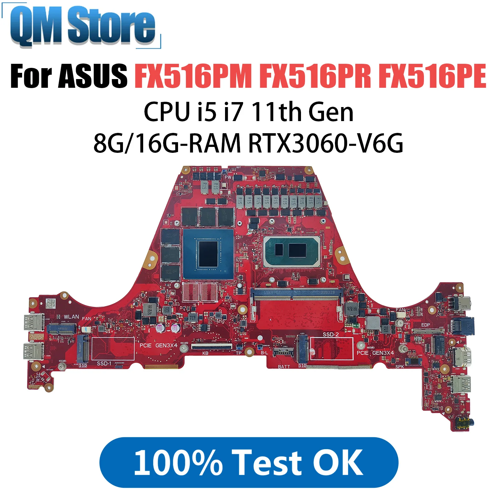 FX516PR Laptop Motherboard For ASUS TUF F15 FX516PM FX516PE FX516PM PX516P I5-11300H I7-11370H RTX3070 Mainboard