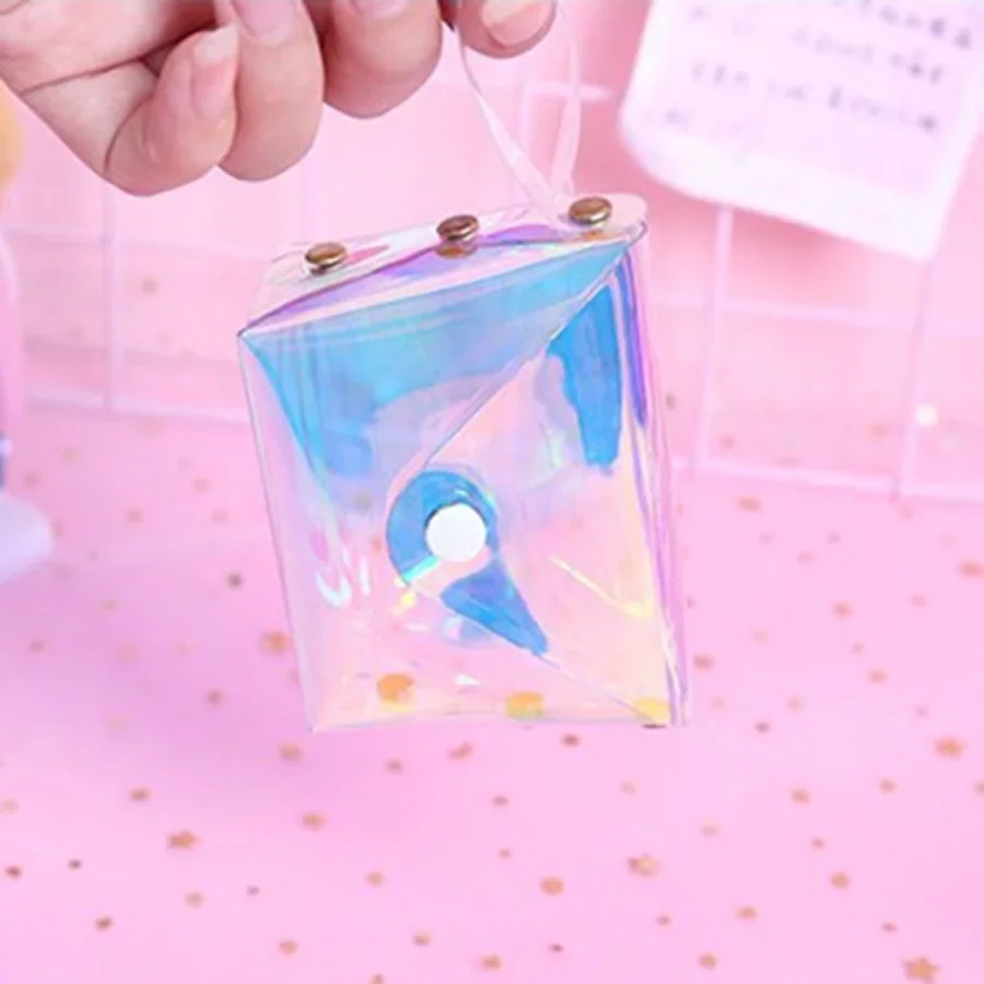 Korean Version of Cute Girl Heart Coin Purse Creative Colorful Bag Transparent Earphone Bag Cute Wallet Coin Pouch