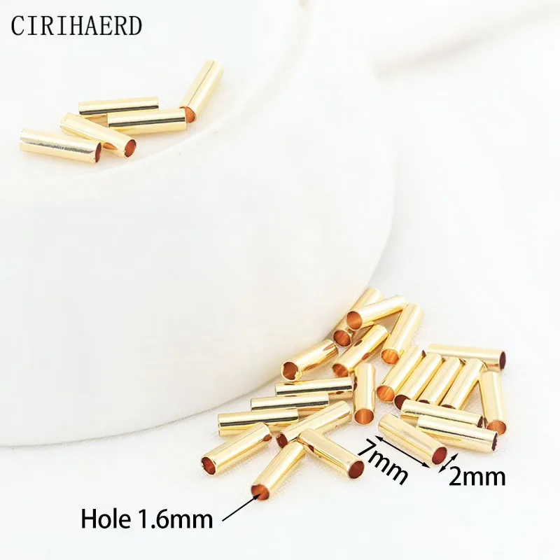 20 Stuks Holle Buis Kralen 14K Vergulde Messing Rechte Lange Buis Kralen Sieraden Connectors Voor Diy Sieraden Maken accessoires