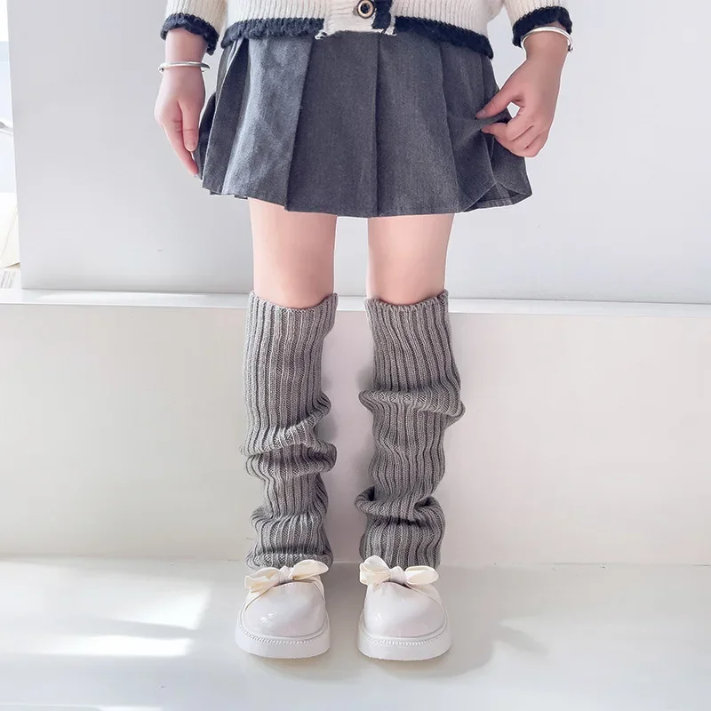 20 Style Color Children JK Lolita Leg Warmer for Girls\' Autumn Winter Knitted 40cm Long Foot Cover Y2K Punk Gothic Crochet Socks