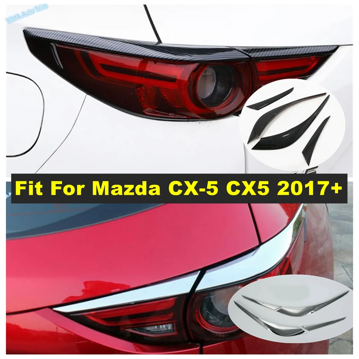 

Fit For Mazda CX-5 CX5 2017 - 2023 Carbon Fiber / Shiny Car Headlight Eyebrow Cover Trim Rear Lamp Eyelid Exterior Accessories