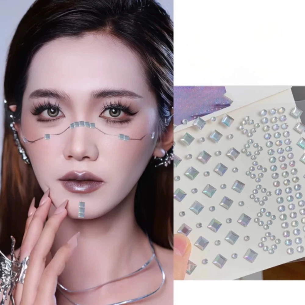 Star Moon Heart Face Eye Gems Jewels Stickers Glitter Shiny Round Beads Rhinestones Self Adhesive Make Up Diamonds Facial Tattoo