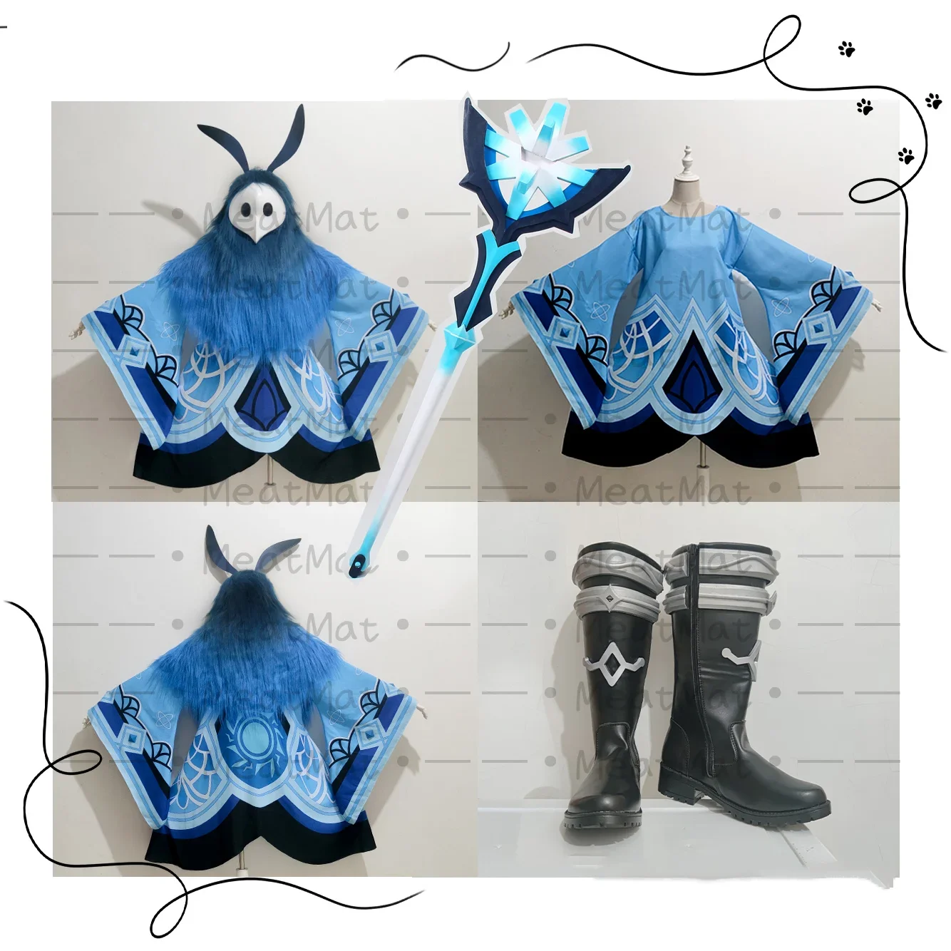 

Genshin Impact Cosplay Ice Attribute Abyss Mage Costume Custom Cos Suit Props Weapon Mask Halloween Party Anime Role Play Outfit