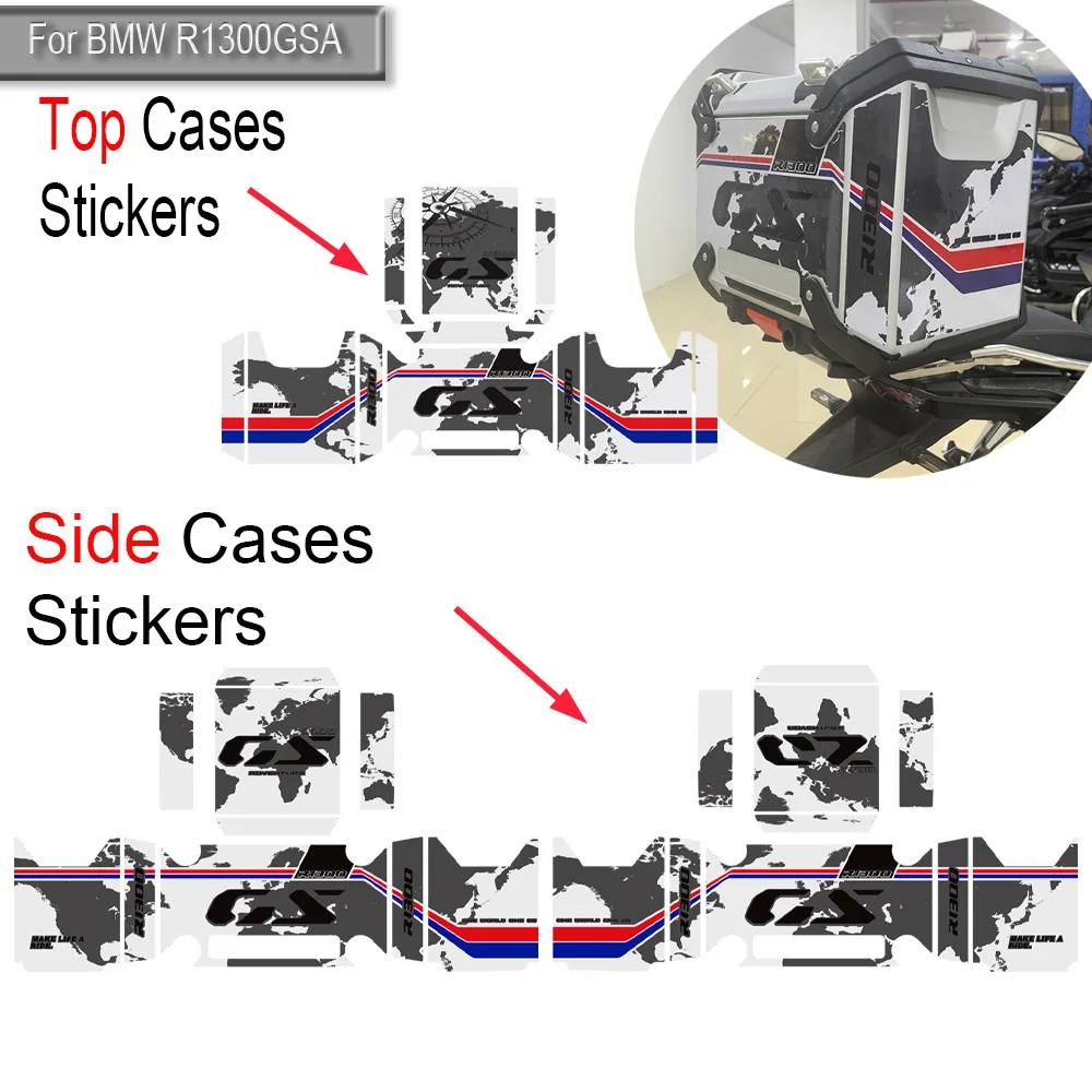 Motorcycle Trunk Luggage Panniers Aluminium Side Top Cases Stickers For BMW R1300GS R 1300 GS R1300 ADV GSA Adventure