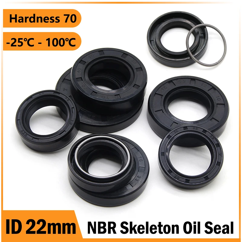 

ID 22mm NBR Skeleton Oil Seal TC-22*32/35/38/40/42/45/47/48/50/52*5/7/8/10mm Nitrile Rubber Shaft Double Lip Oil Sealing Gasket