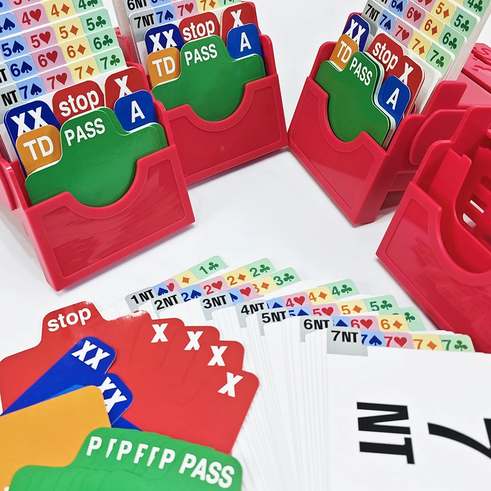 (Set van 4)Bridge Supplies PVC verticale plastic oproepkaartdoos, Bridge Partner Bieddoos met Bridge Biedkaarten Officieel In T