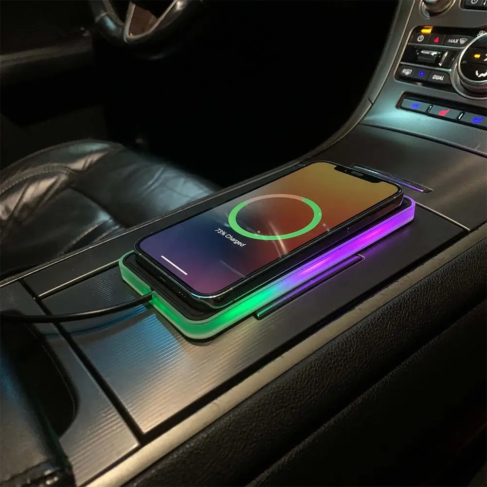 Fast Charging Station Car Wireless Charger Pad Dock Wireless Charger With RGB Breathing Light Car Anti-skid Pad For Mobile Phone