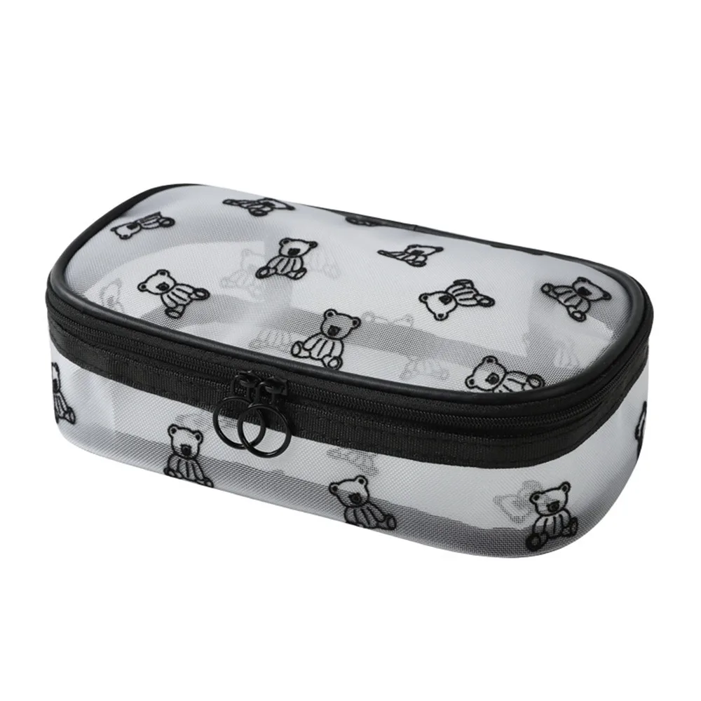 

Large Capacity Mesh Cosmetic Bags Zipper Multi-Functional Perspective Makeup Bag with Handle Portable Sundries Organizer