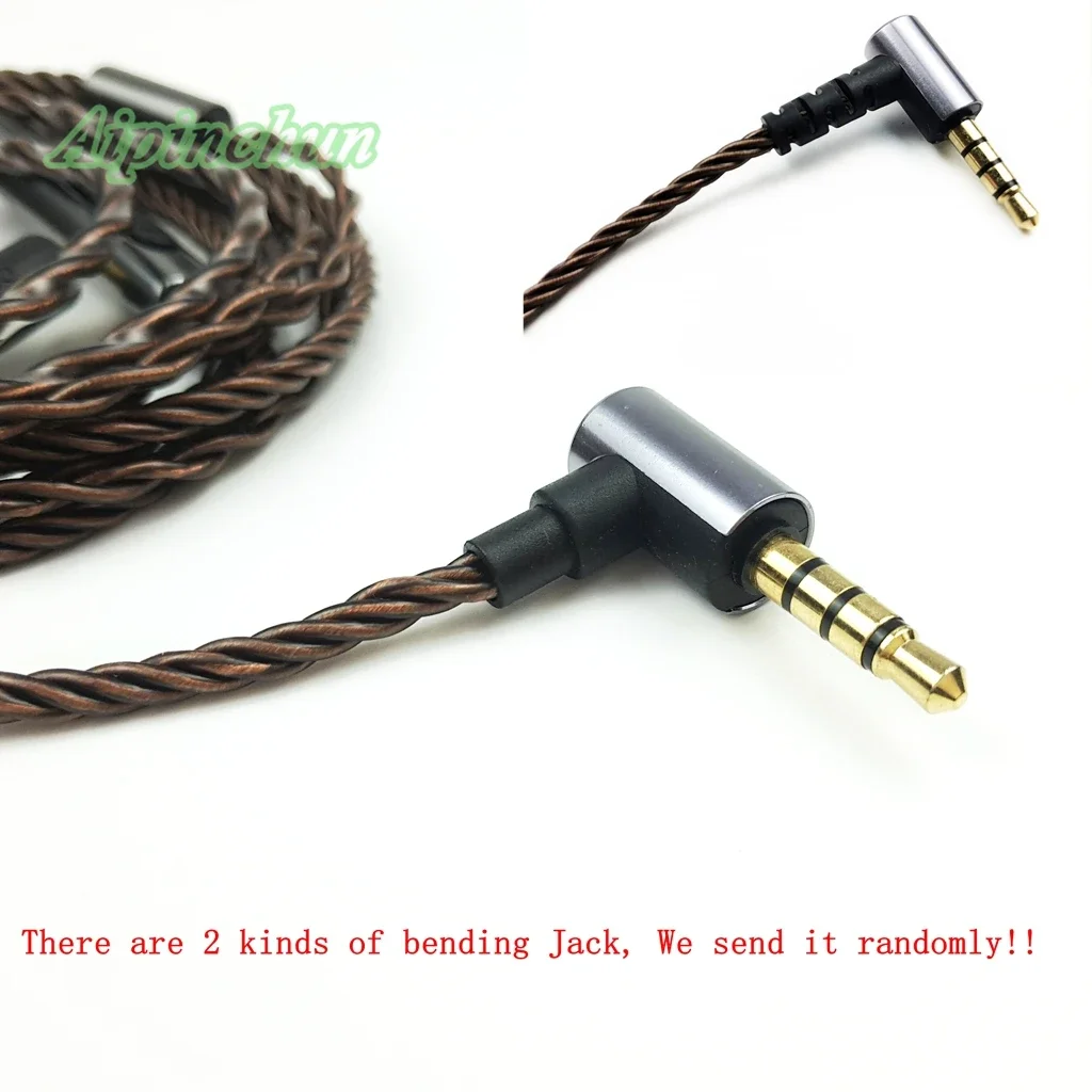 Aipinchun MMCX 헤드폰 케이블 마이크 볼륨 컨트롤러 교체, 슈어 SE215, SE315, SE425, SE535, SE846, 3.5mm L 벤딩 잭