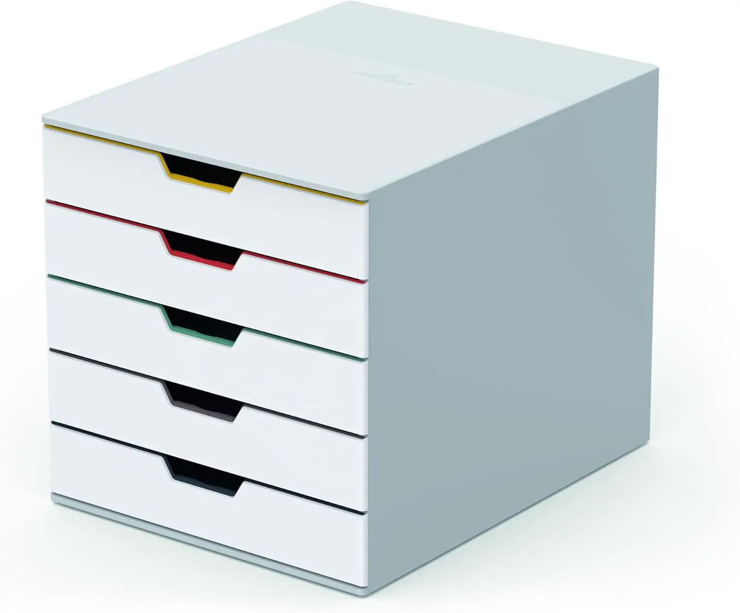 

5-Drawer Desktop Organizer with Color-Coded Trays, White, for Letter to Folio Files - Space-Saving Storage Solution
