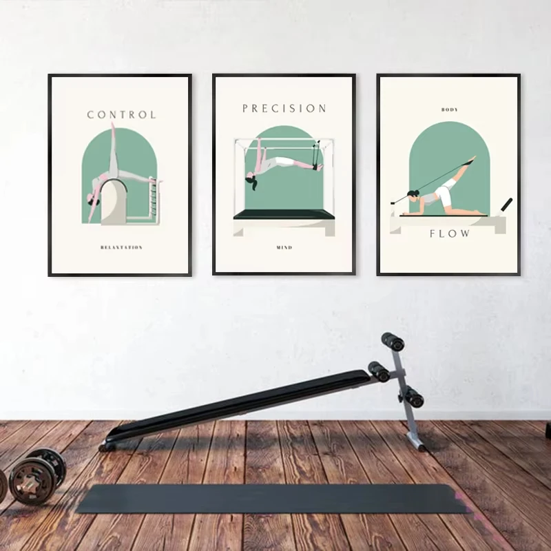 Modern Minimalist Frameless Pilates Art Poster | Summer Workout Yoga Poses Canvas Wall Art | Home Decor | Gift
