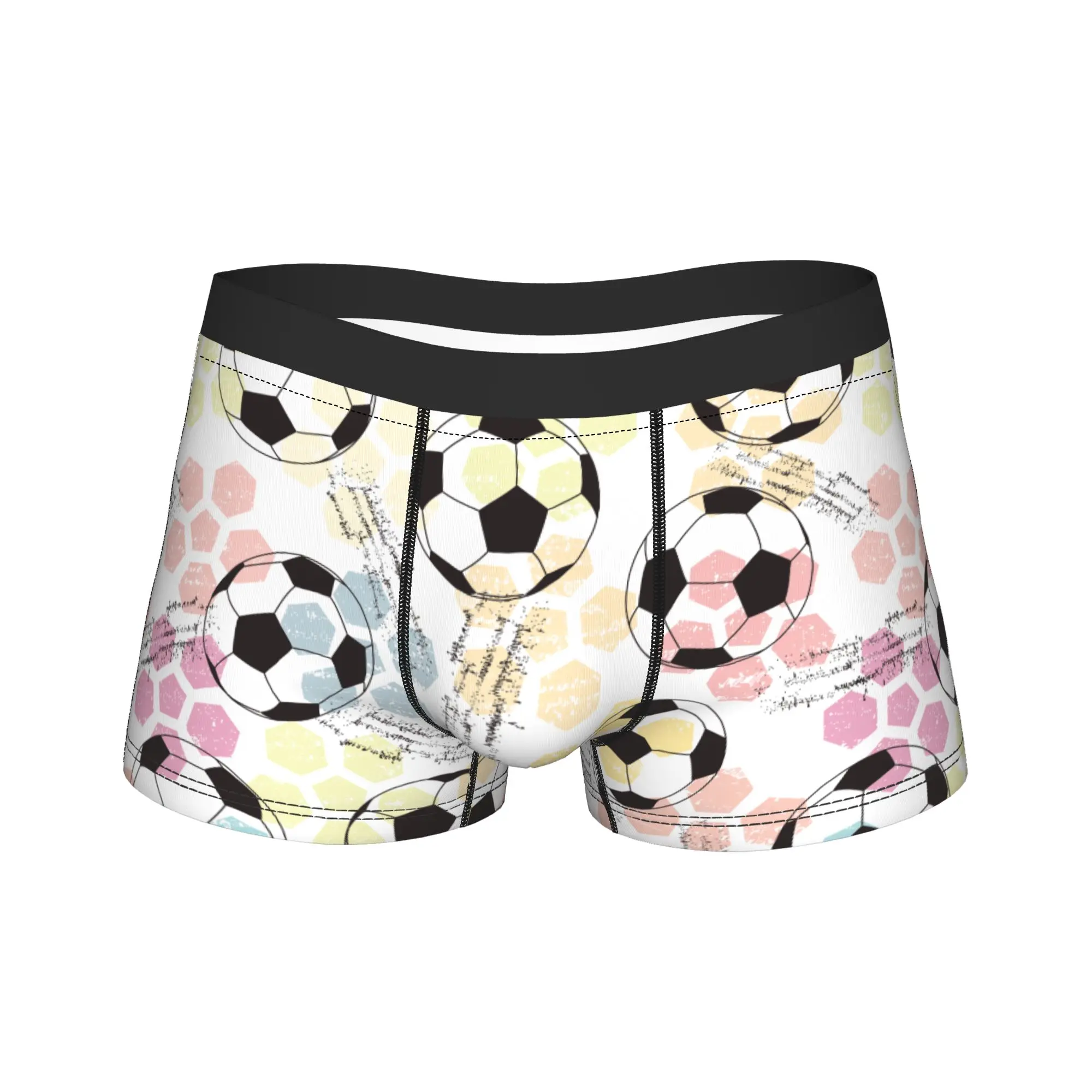 Men Cartoon Soccer Ball Football Long Underwear  Funny Boxer Briefs Shorts Panties Male Mid Waist Underpants M-XXL