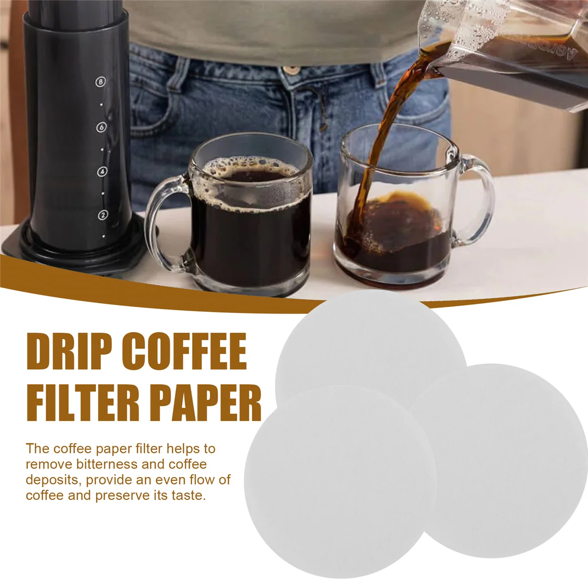 MSOR 350PCS Round Disposable Drip Coffee Filter Paper Strainers for Aeropress Coffee Maker and Espresso Maker