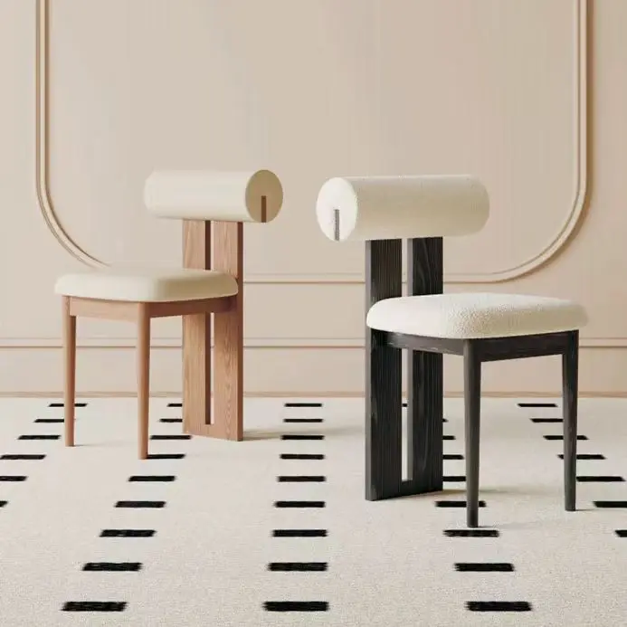 xx-French Modern Style Dining Chairs Unique Shape Design Household Solid Wooden Leather or Flannel Backrest Dining Room Chairs*