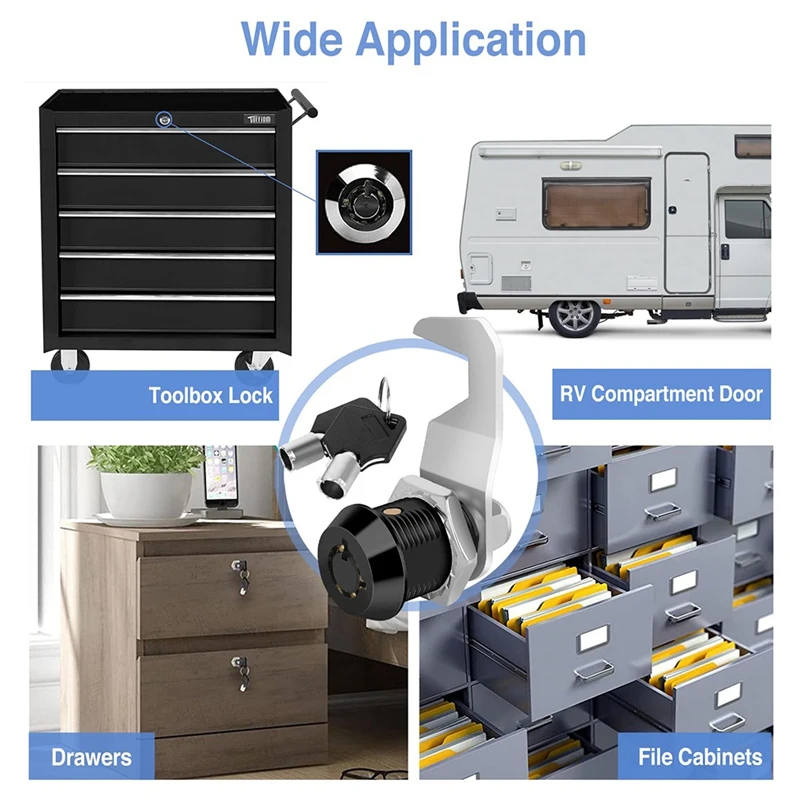 ใหม่-สีดํากล่องเครื่องมือล็อคกุญแจเดียวกันตู้ล็อค,Hook Cam,ล็อค Cam,โลหะผสมสังกะสี,RV ล็อค CM1917 CM1930