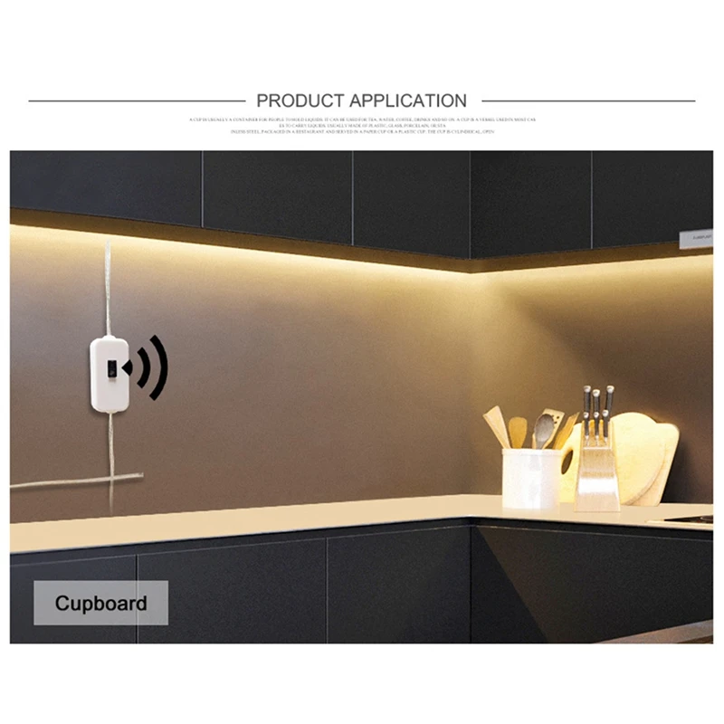 شريط ثلج LED للمطبخ مع مفتاح أبيض دافئ مقاوم للماء، سهل التركيب، سهل الاستخدام 5 أمتار