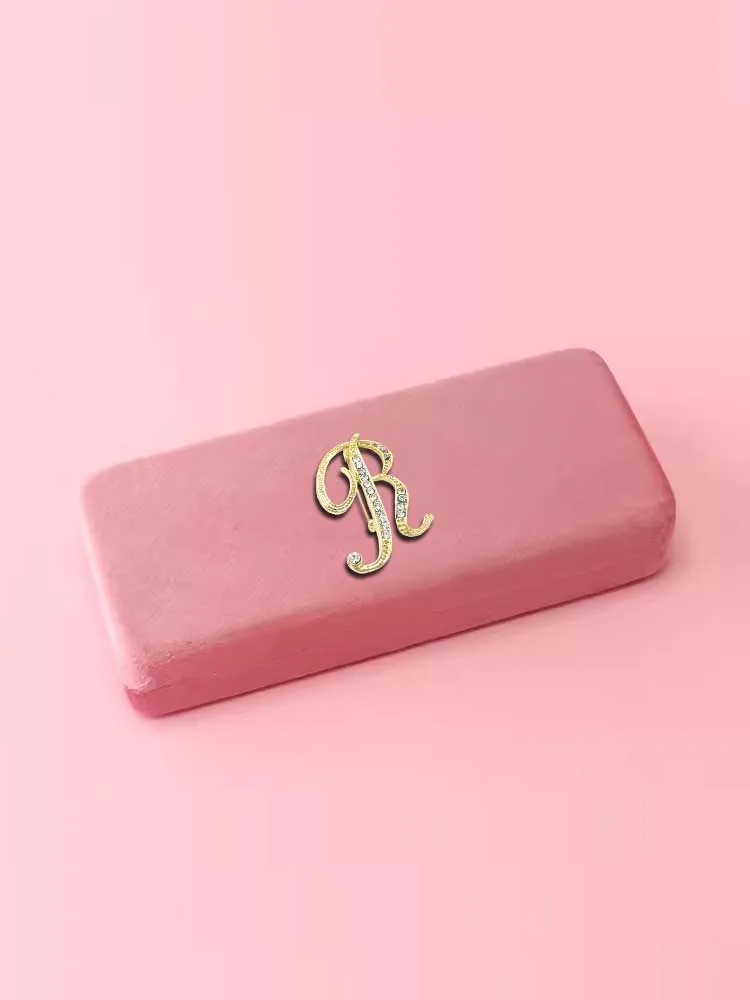 

Customized Portable Anti-Pressure Eyeglasses Storage Case Personalized Customer Nam Initial Diamond-Studded Optional Letter Deco