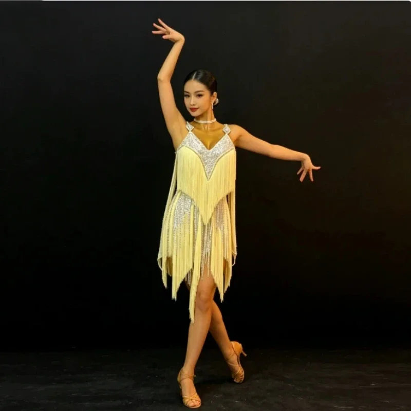 Professional Latin Dance Competition Dress Adult Female Advanced Performance Costume Art Exam Cha Cha Tango Salsa Stage Wear