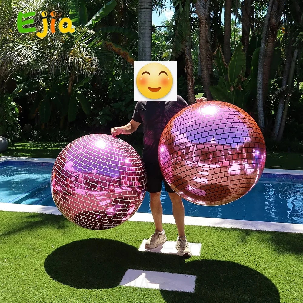 حديثا نفخ كرات ديسكو كبيرة قابلة لإعادة الاستخدام كبيرة لامعة معدنية الكرة الشظية المجالات كرة مرآة محكم فقاعة بالون للحزب