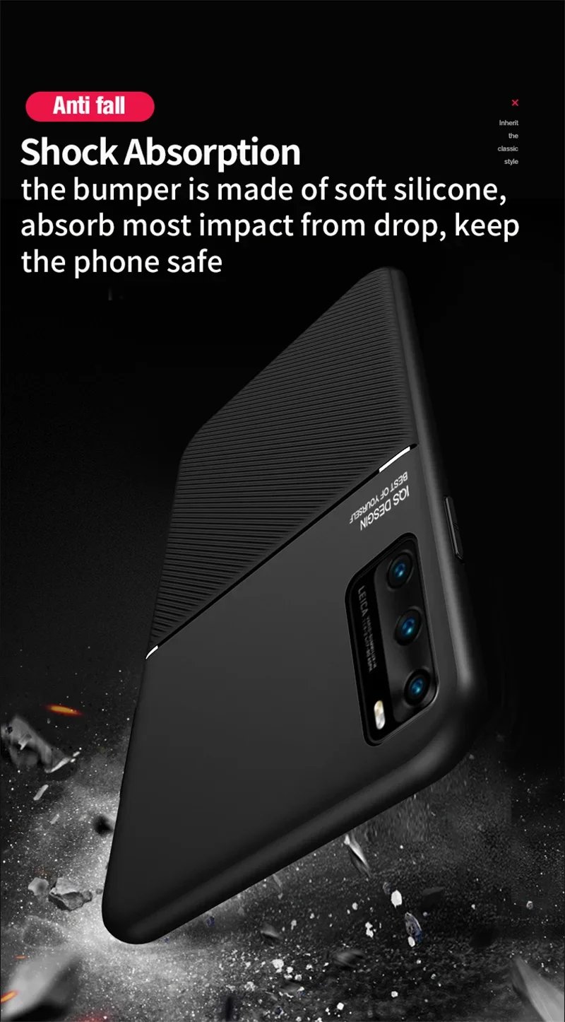 Luxury Leather Armor Case For Huawei P20 P30 P40 Lite Mate 20 30 40 Pro Plus P40Pro Matte Magnetic Holder Soft Silicone Covers