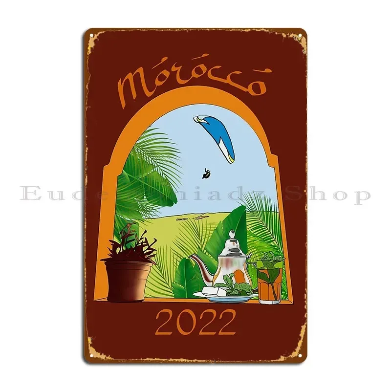 Paragliding Morocco Metal Sign Retro Wall Mural Create Printing Vintage Tin Sign Poster