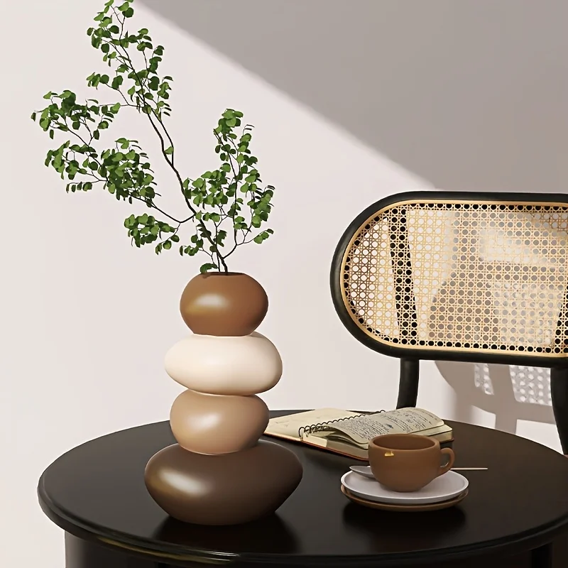 Deer Figurine with Vase Home Decor Good Luck Charm for Living Room Dining Table Gift